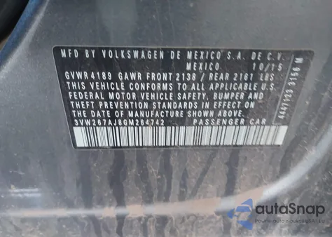 2016 Volkswagen Jetta 1.4T S from USA, damaged, VIN 3VW267AJ8GM264742